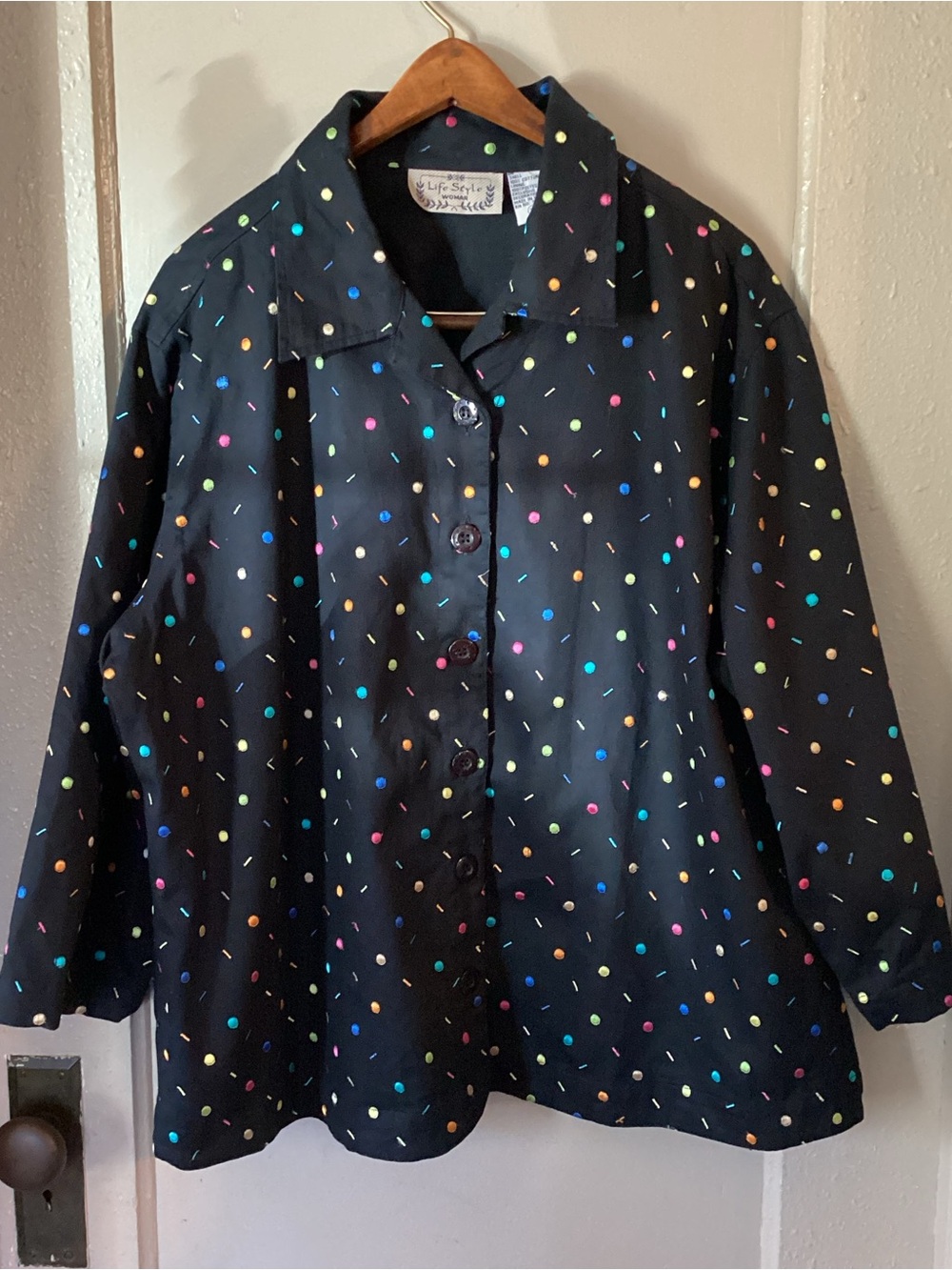Embroidered Polka Dot Women’s 2x Jacket 80s/90s Cindy Lauper Core Artsy